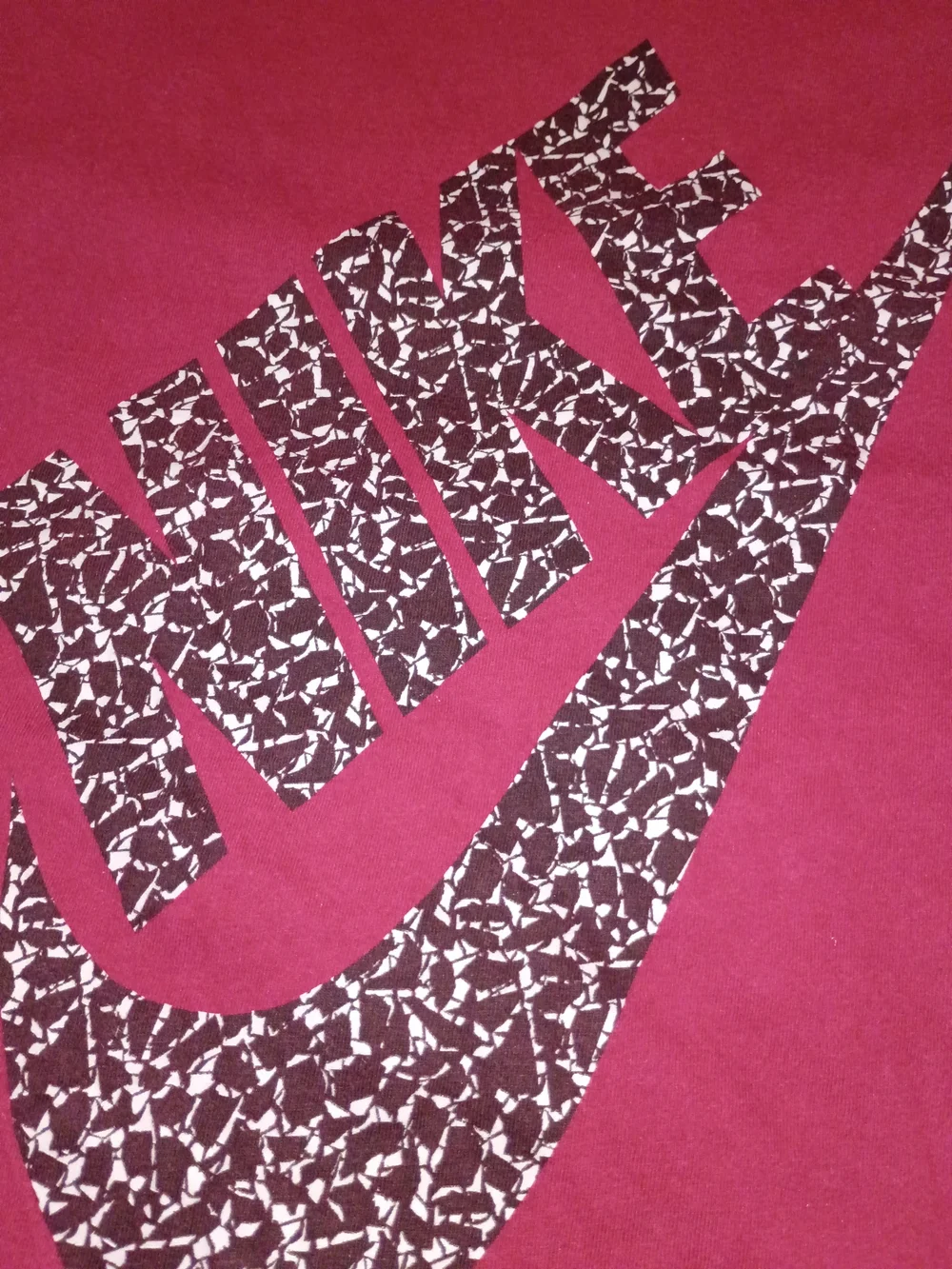 Nike Red Girls' Tee with Black Patterned Swoosh